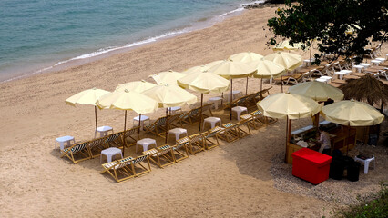 seaside view There are beautiful sun umbrellas arranged as a place to stay while admiring the seaside view.