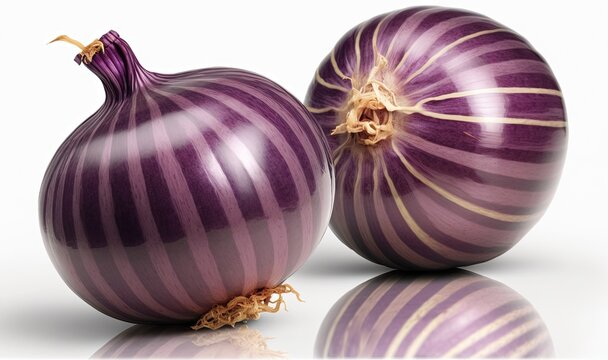  a purple onion and a purple onion on a white background.  generative ai