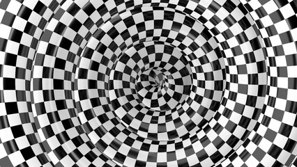 Black and white glossy spiral. Abstract illustration, 3d render