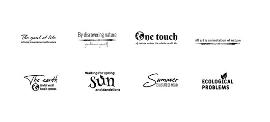 Set of hand-drawing inscriptions on a theme Zero Waste, on a white background.