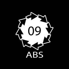 Plastic recycle symbol ABS 9 vector icon. Plastic recycling code ABS 09.