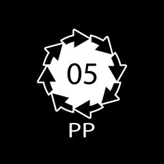Plastic recycle symbol PP 5 vector icon.