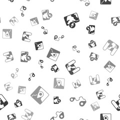 Set City map navigation, Route location, Folded and with marker on seamless pattern. Vector