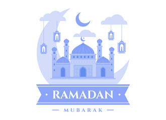 Fototapeta na wymiar Greeting ramadan kareem, Eid al fitr moment illustration. Modern vector flat illustration