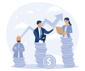 Money distribution concept, Income inequality, government spending. flat vector modern illustration