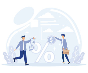 Money distribution concept, individual loan, welfare metaphor, flat vector modern illustration 