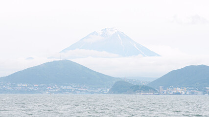 Kamchatka Peninsula, Russia. Sea, land of Kamchatsky volcanoes