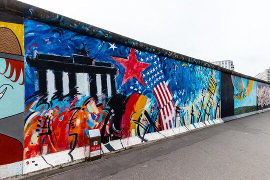 The East Side Gallery memorial in Berlin-Friedrichshain is a permanent open-air gallery on the longest surviving section of the Berlin Wall in M&uuml;hlenstra&szlig;e between the Berlin Ostbahnhof 