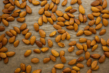 almonds on baking sheet prepared for drying