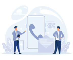 Company goals and philosophy concept, feedback online form, company address, flat vector modern illustration 
