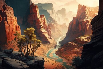 Canyon sunrise in the desert