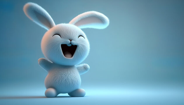 3D Happy Bunny, Easter, Generative AI