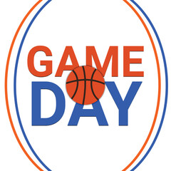 Game Day retro pop art banner. Annual Basketball Tournament. Sport ball. Vector illustration template for logo design, poster, sticker, flyer, etc.