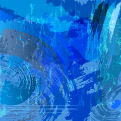 Fotobehang abstract background composition, blue texture with paint strokes and splashes, grungy © Kirsten Hinte