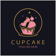 Cupcake Logo design vector illustration template. Cupcake bakery icon.cake store,caker shop ,vector
