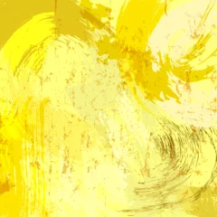 Gordijnen abstract background composition, yellow texture with paint strokes and splashes, grungy © Kirsten Hinte