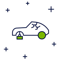 Filled outline Broken car icon isolated on white background. Car crush. Vector