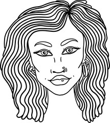 Doodle Girl Portrait for Adult Coloring Book