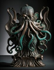 Bronze Statue of Cthulhu  with Angry Expression