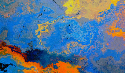 A colorful stained painted wall surface texture abstract background