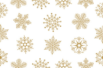  Christmas seamless pattern with geometric motifs. Snowflakes with different ornaments. On white background. Vector illustration