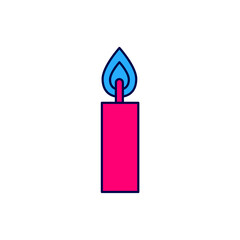 Filled outline Burning candle icon isolated on white background. Cylindrical candle stick with burning flame. Vector