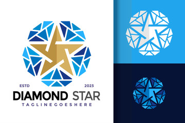 Diamond star jewellery logo vector icon illustration