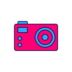 Filled outline Photo camera icon isolated on white background. Foto camera. Digital photography. Vector