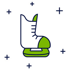 Filled outline Skates icon isolated on white background. Ice skate shoes icon. Sport boots with blades. Vector