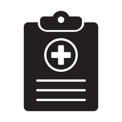 Medical history icon, medical report symbol. Health care clipboard icon. Medical card icon.