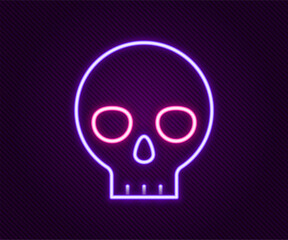 Glowing neon line Human skull icon isolated on black background. Colorful outline concept. Vector