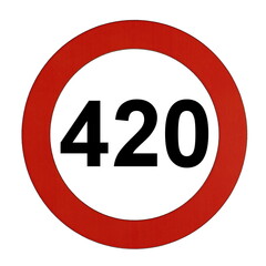 Illustration des Straßenverkehrszeichens "Maximale Geschwindigkeit 420 Kilometer pro Stunde"	