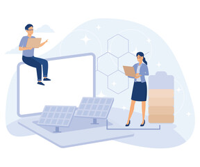 Innovative science concept, quantum computing, computer science, flat vector modern illustration