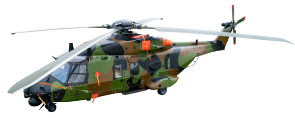 helicoptère de l'armée sur fond transparent