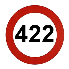 Illustration des Straßenverkehrszeichens "Maximale Geschwindigkeit 422 Kilometer pro Stunde"	
