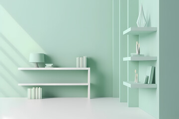 A 3D rendering of a modern, minimalistic wallpaper featuring an empty display stand for mock-ups and product showcases, generative by AI.