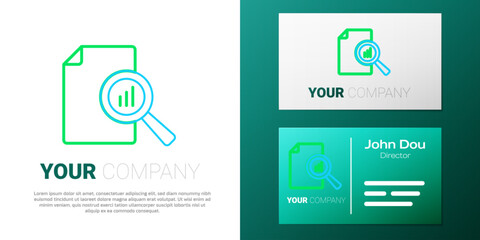 Line Document with graph chart icon isolated on white background. Report text file icon. Accounting sign. Audit, analysis, planning. Colorful outline concept. Vector