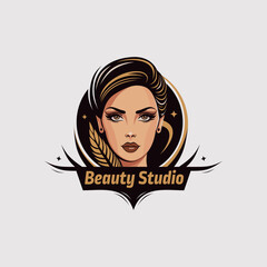 Woman face logo icon vector. Beauty vector logo design template, cosmetic, makeup.