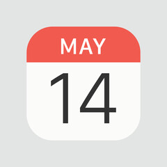 May 14 icon isolated on background. Calendar symbol modern, simple, vector, icon for website design, mobile app, ui. Vector Illustration