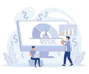 Naklejka premium Risk management. Risk assessment concept. evaluate, analysis risk. flat vector modern illustration 