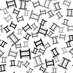 Black Bunk bed icon isolated seamless pattern on white background. Vector