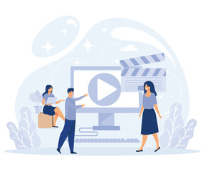 IPTV  concept. Internet protocol television. Smart multimedia technology.flat vector modern illustration 