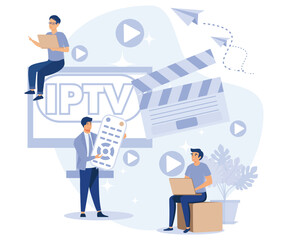 IPTV  concept. Internet protocol television. Smart multimedia technology.flat vector modern illustration 