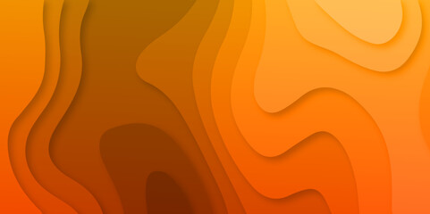 Luxurious orange papercut background. Abstract realistic orange papercut decoration textured with wavy layers. Geometric cut paper orange luxury background with elements topography map concept.