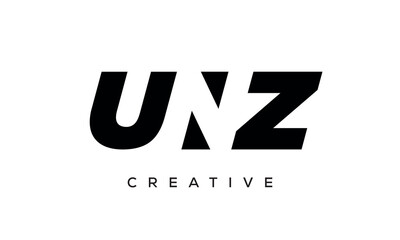 UNZ letters negative space logo design. creative typography monogram vector	