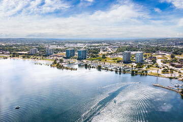 Barrie skyline  Centennial beach downtown barrie spring time 