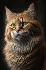Cat portrait on dark background. AI Generative