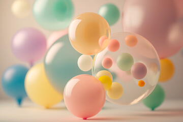Abstract pastel color glass spheres. Abstract background wallpaper. Generative ai
