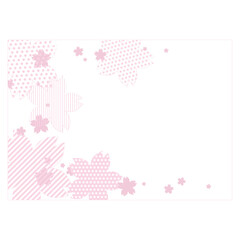 ピンクの色々なパターンの桜　フレーム・枠