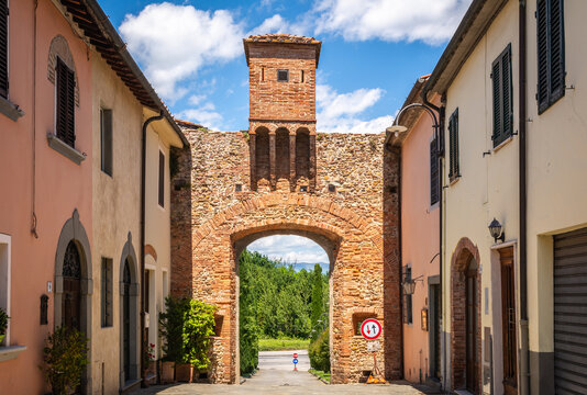 the gate of the medieval village of Altopascio (The Mariani gate) - Lucca, Tuscany - on the route of the Via Francigena to Rome